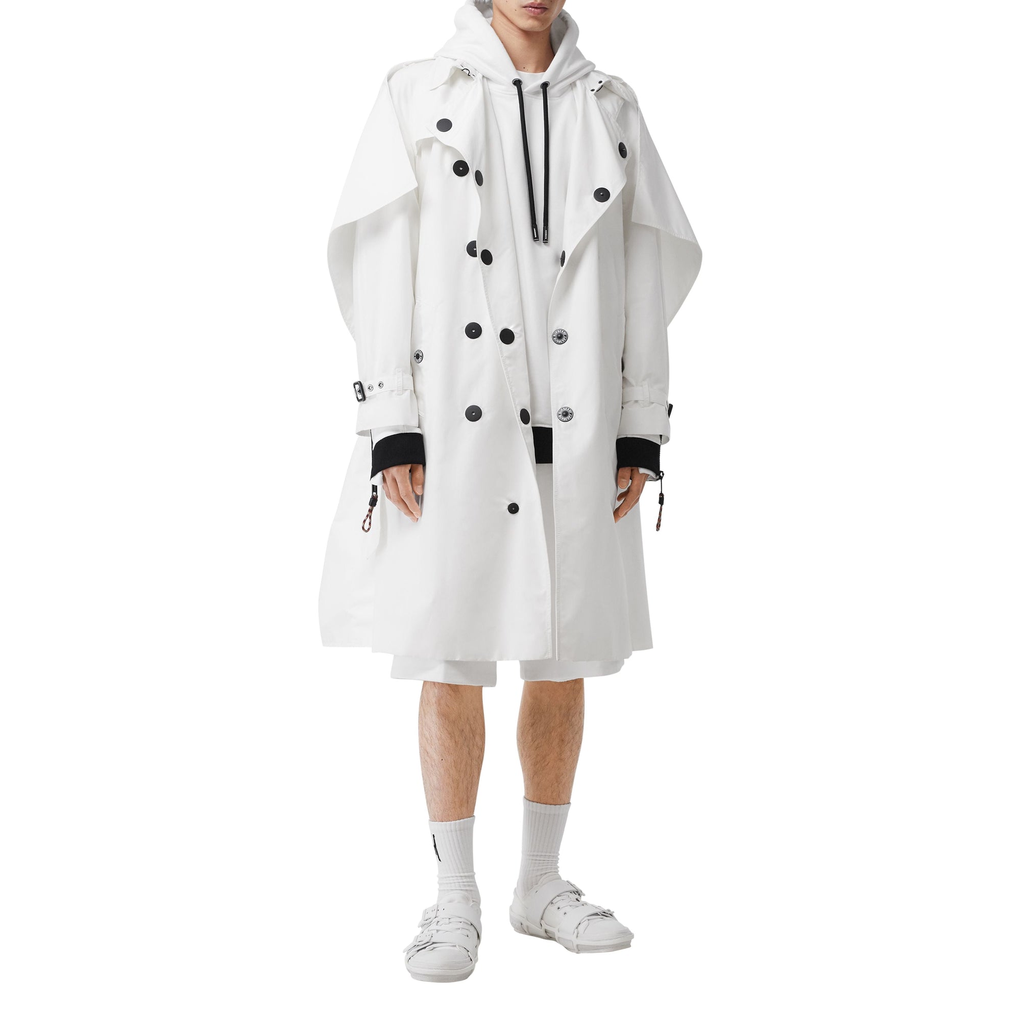 OPTIC WHITE Trench déstructuré en faille technique avec cape