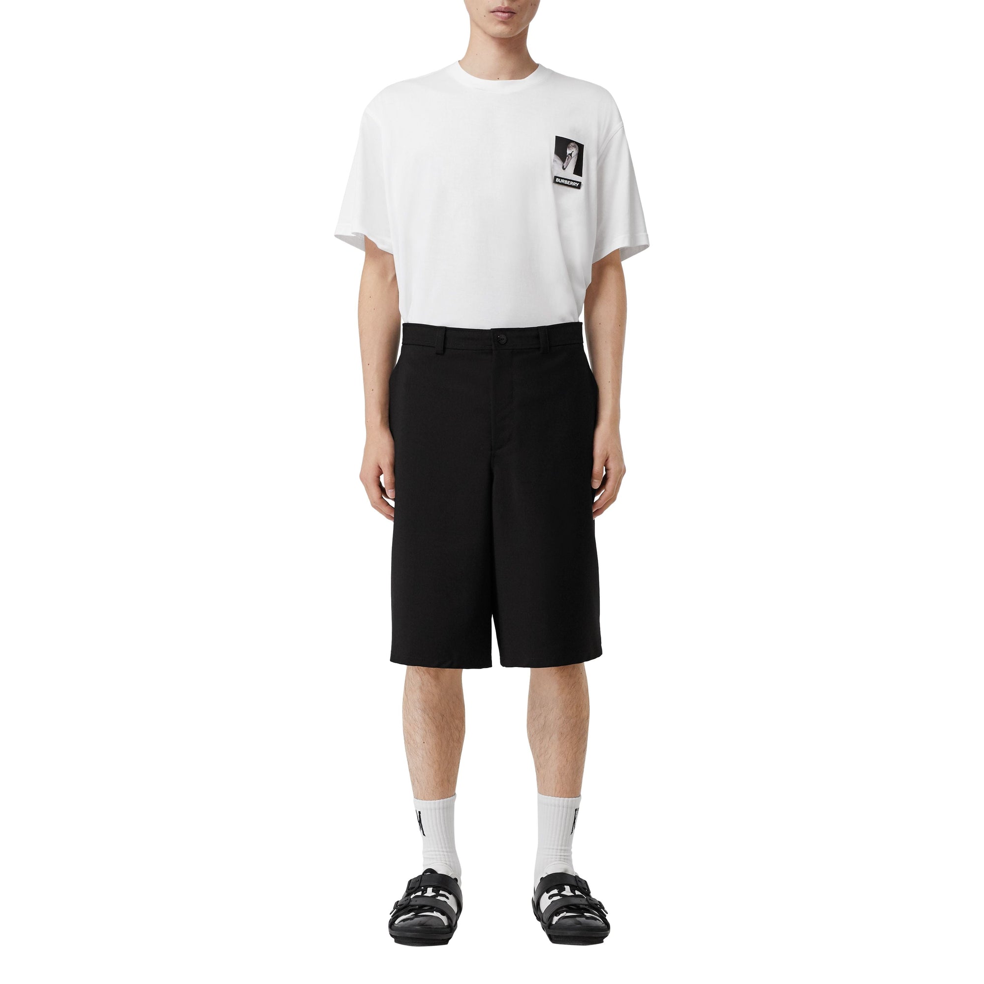 BLACK Short ajusté en mohair et laine avec découpe arrière