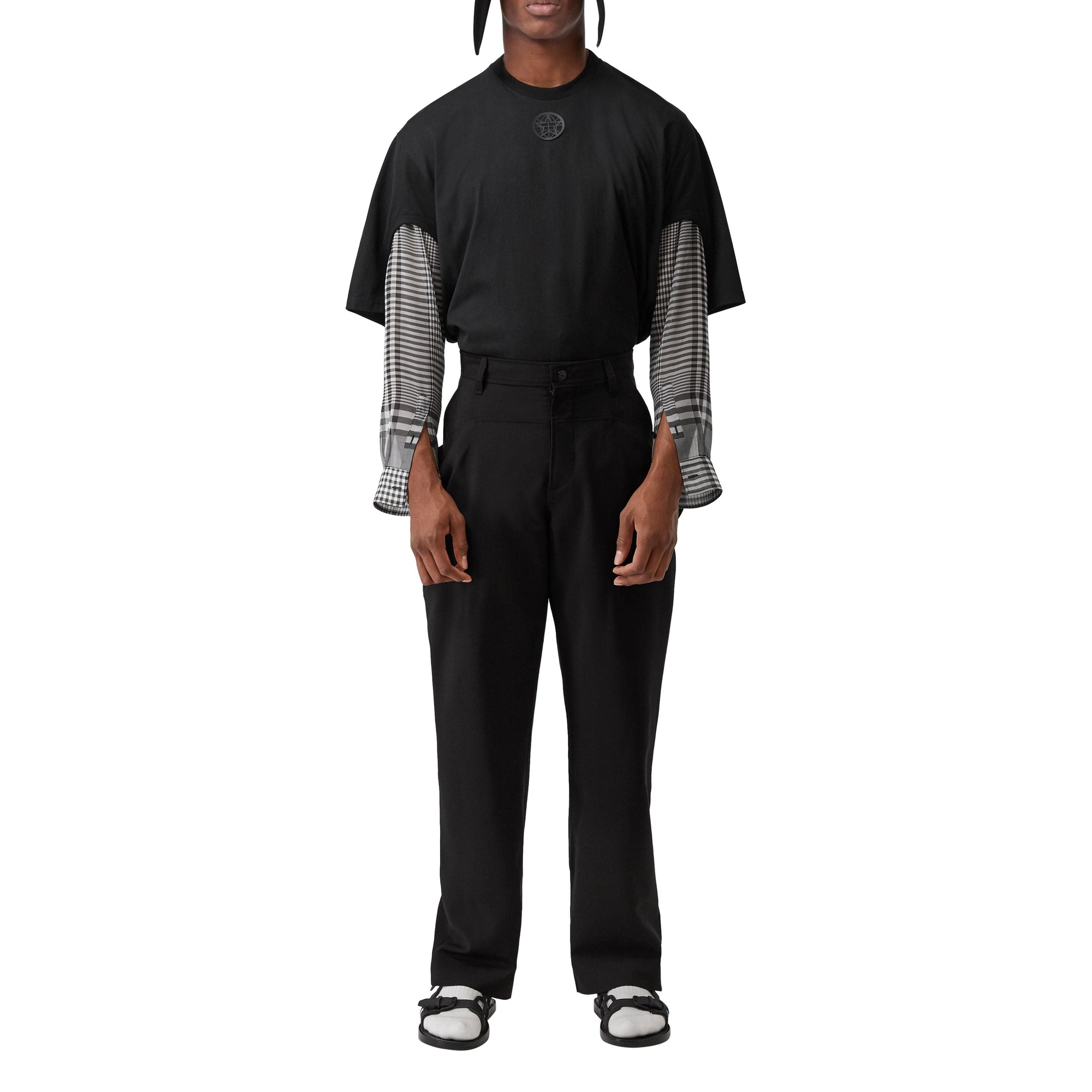 BLACK Pantalon de costume en mohair et laine avec boutons pression
