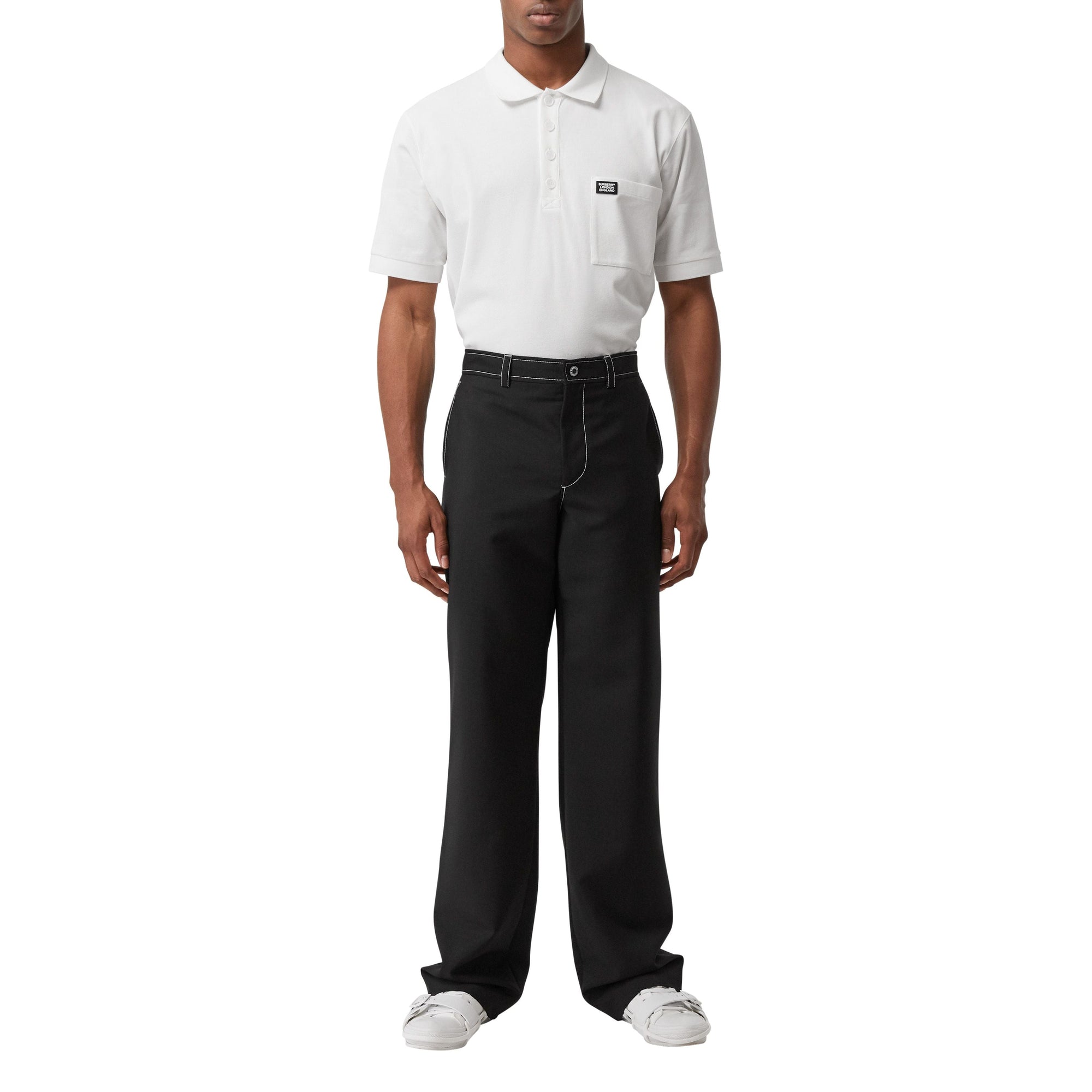 Pantalon ample en mohair et laine avec découpe arrière - Noir