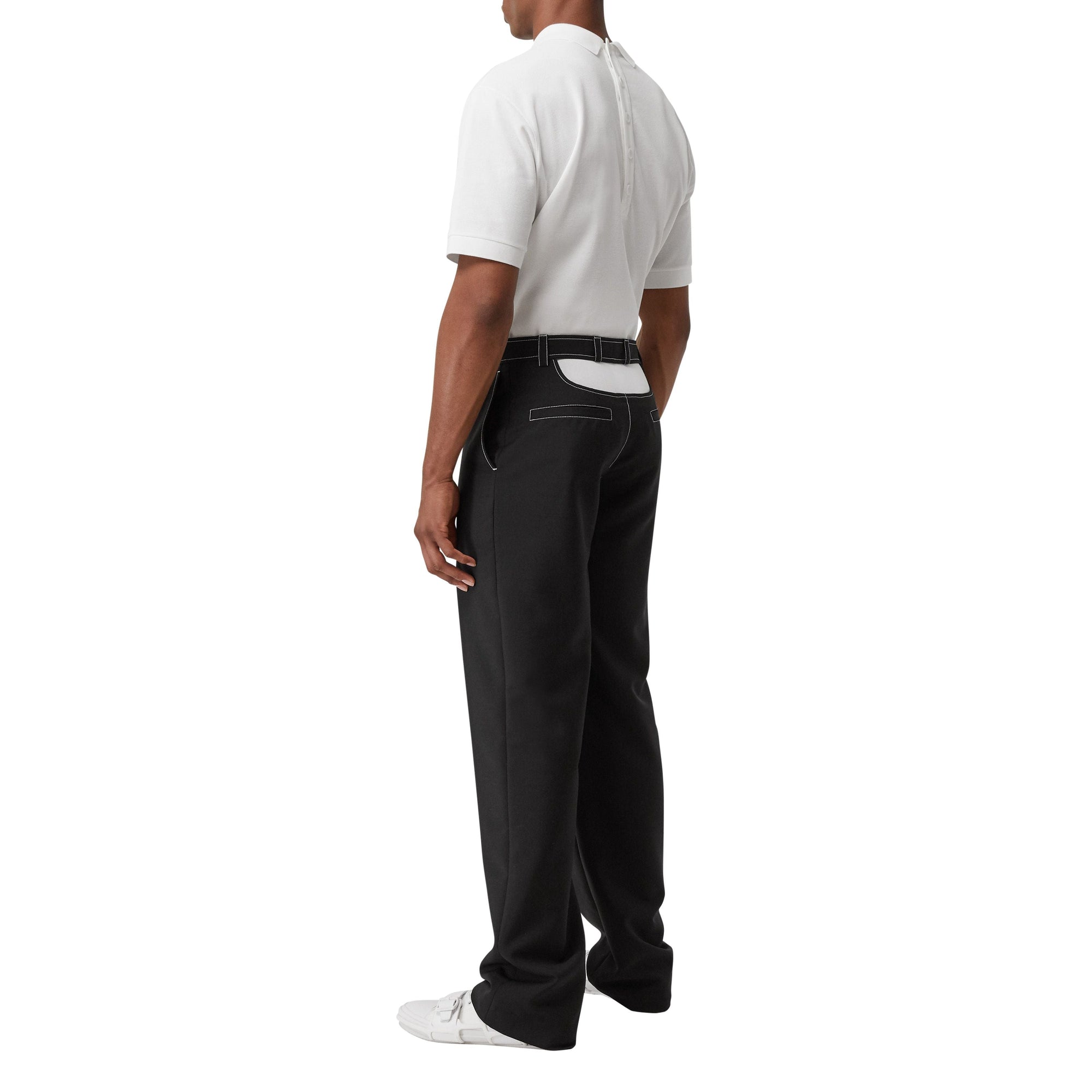 Pantalon ample en mohair et laine avec découpe arrière - Noir