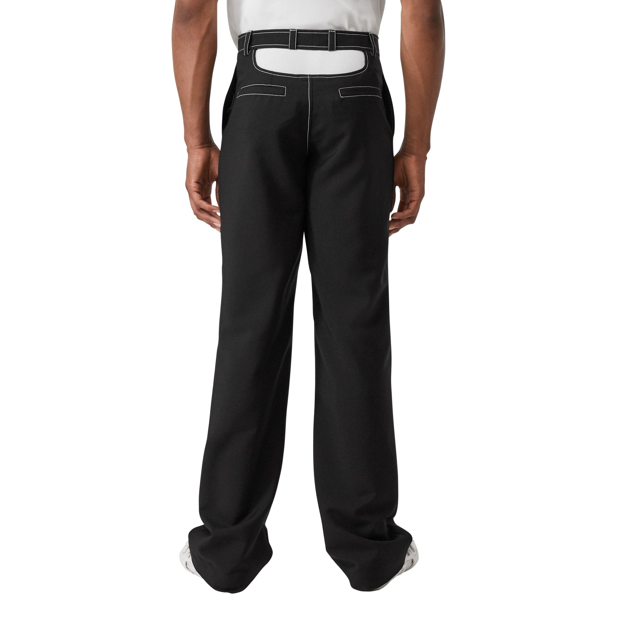 Pantalon ample en mohair et laine avec découpe arrière - Noir