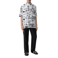 BLACK Pantalon ample en laine avec découpe arrière