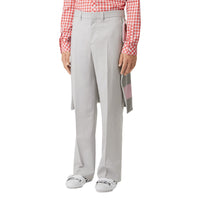 LIGHT PEBBLE GREY Pantalon ample en mohair et laine avec jupe rayée