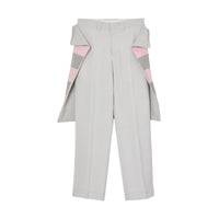 LIGHT PEBBLE GREY Pantalon ample en mohair et laine avec jupe rayée