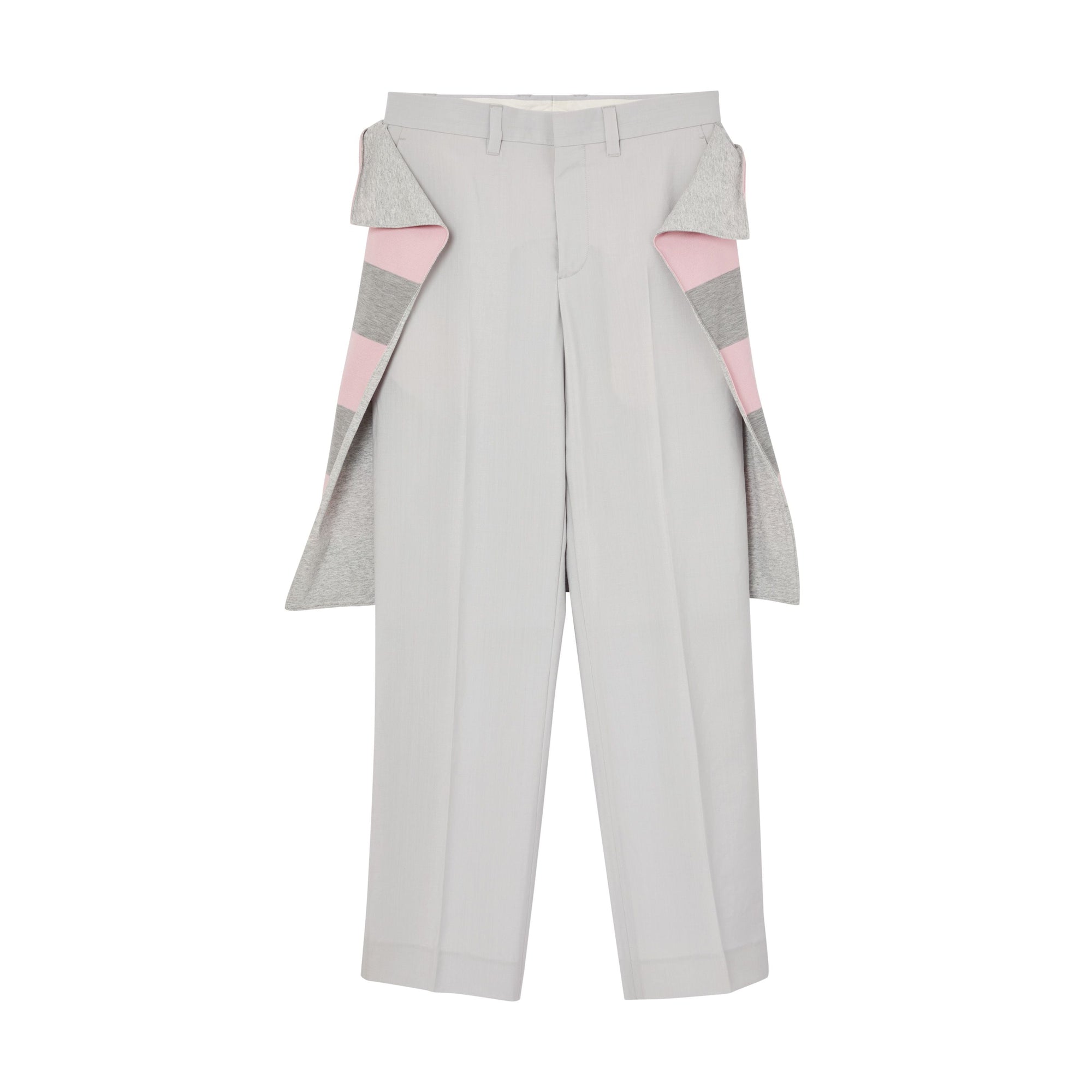 LIGHT PEBBLE GREY Pantalon ample en mohair et laine avec jupe rayée