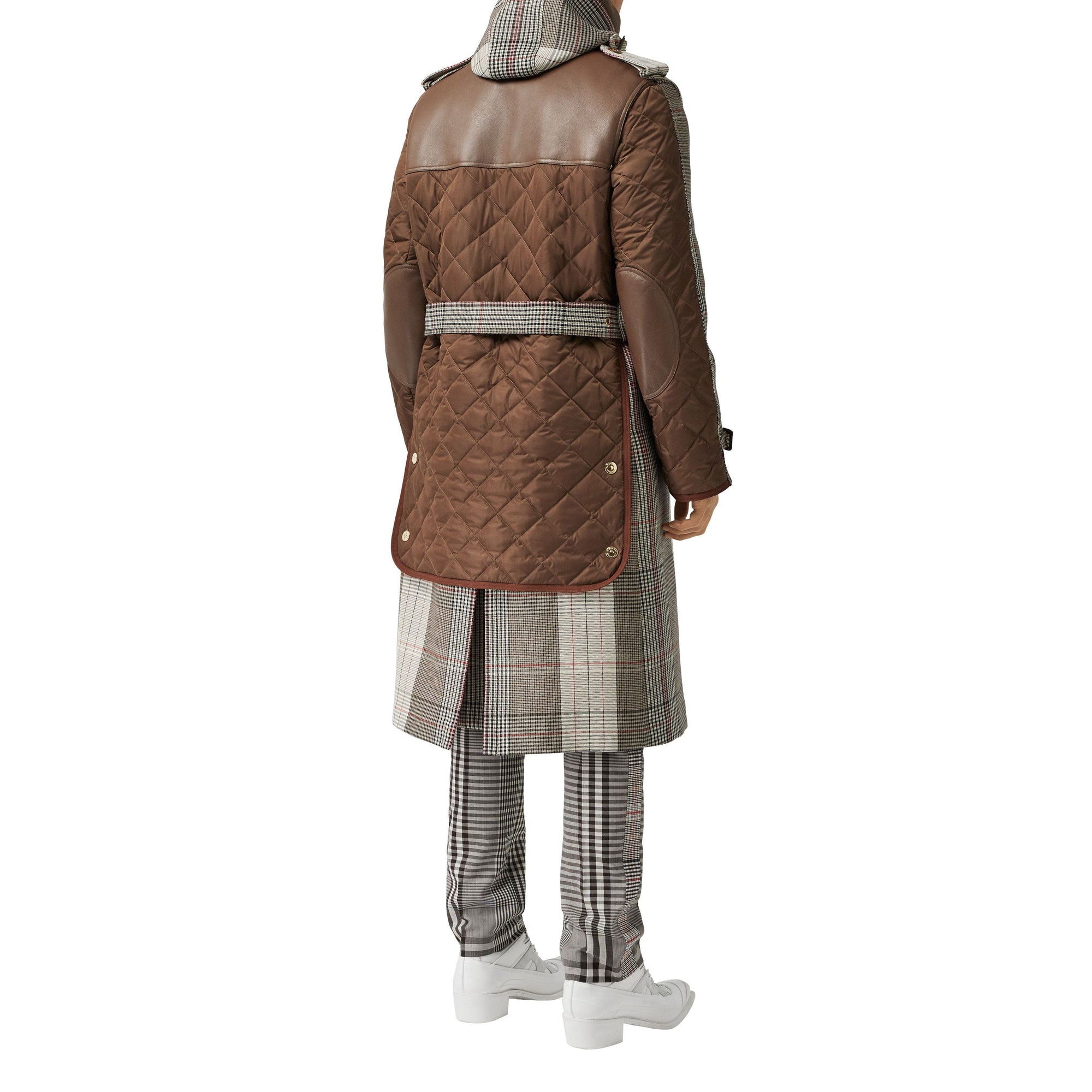 BEIGE IP PTTN Trench en laine et coton check avec panneau matelassé