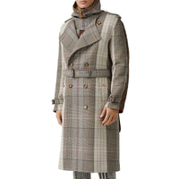 BEIGE IP PTTN Trench en laine et coton check avec panneau matelassé