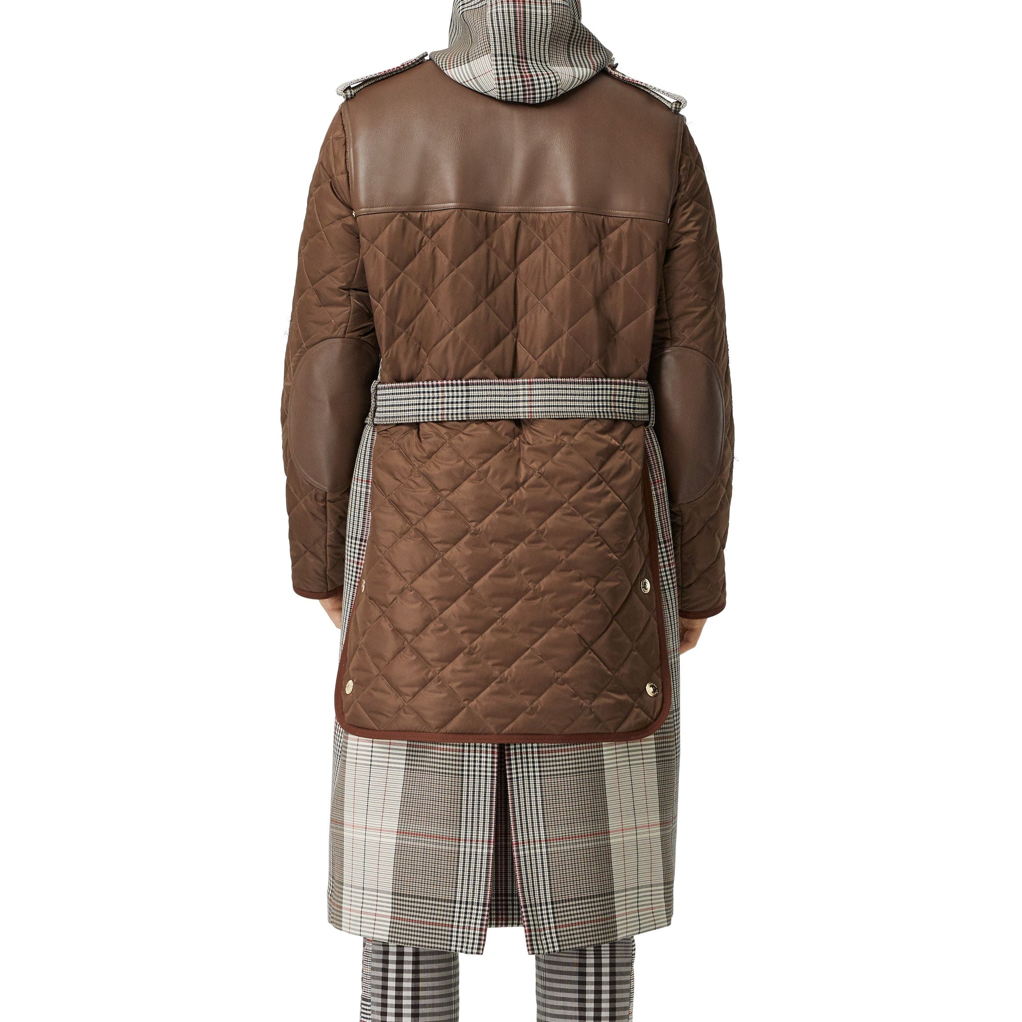 BEIGE IP PTTN Trench en laine et coton check avec panneau matelassé