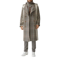 BEIGE IP PTTN Trench en laine et coton check avec panneau matelassé