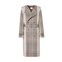 BEIGE IP PTTN Trench en laine et coton check avec panneau matelassé