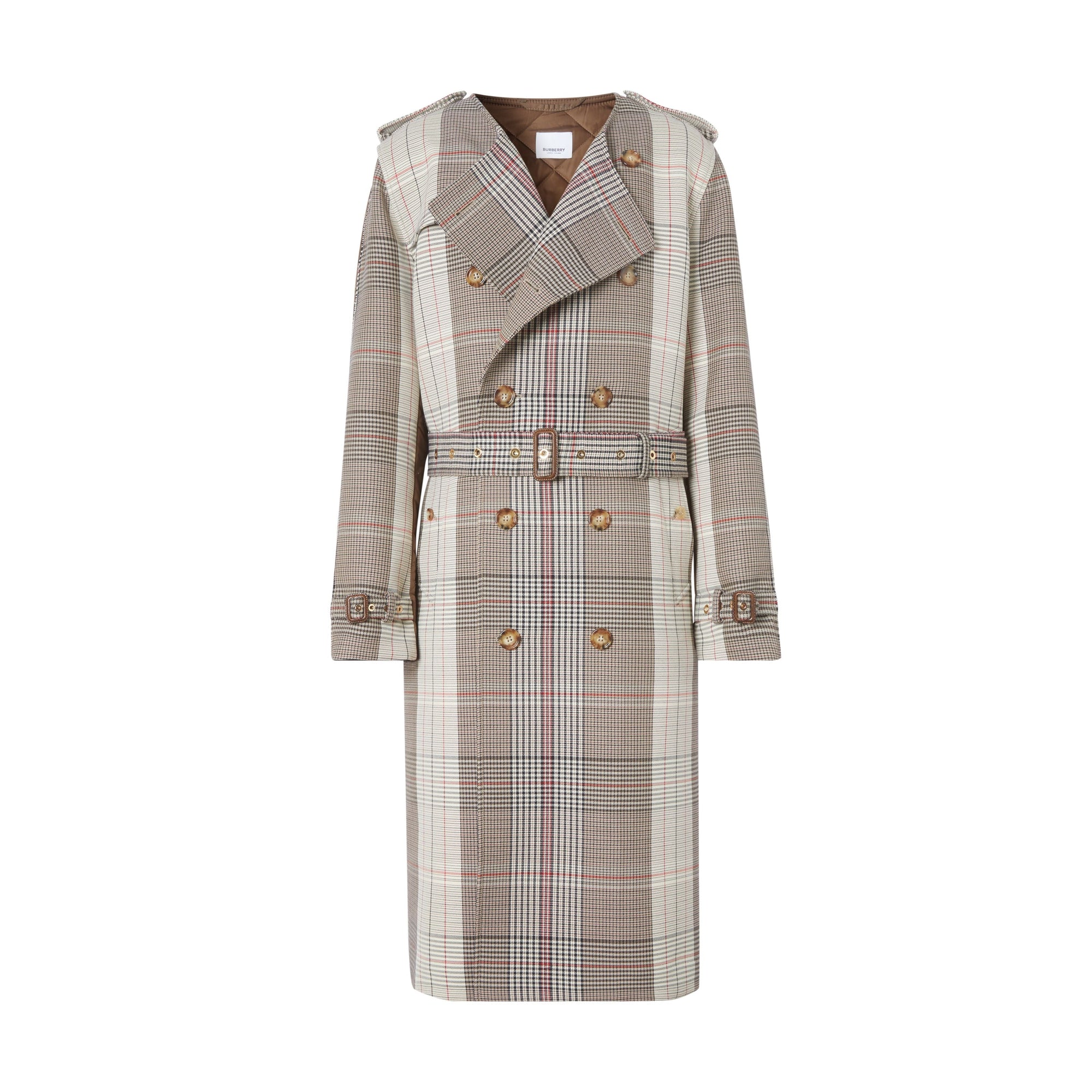 BEIGE IP PTTN Trench en laine et coton check avec panneau matelassé