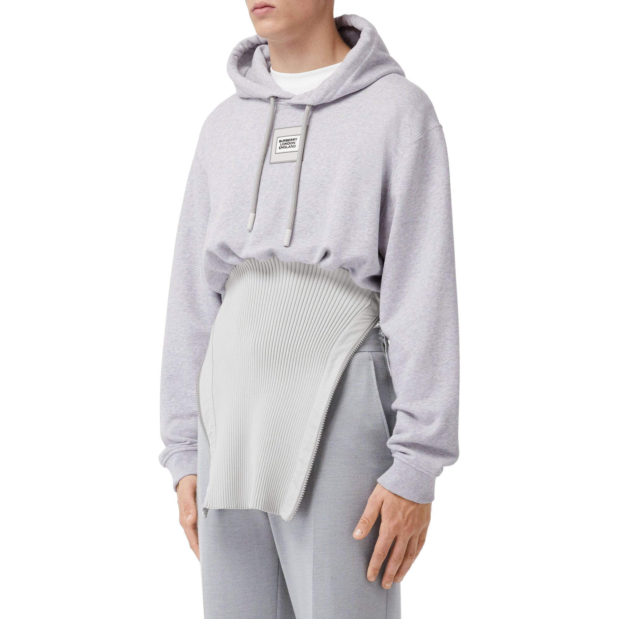 Hoodie déstructuré en coton - Gris galet clair