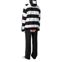 Hoodie rayé en coton avec logo et zips - Noir & blanc