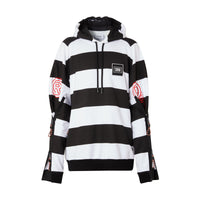 Hoodie rayé en coton avec logo et zips - Noir & blanc