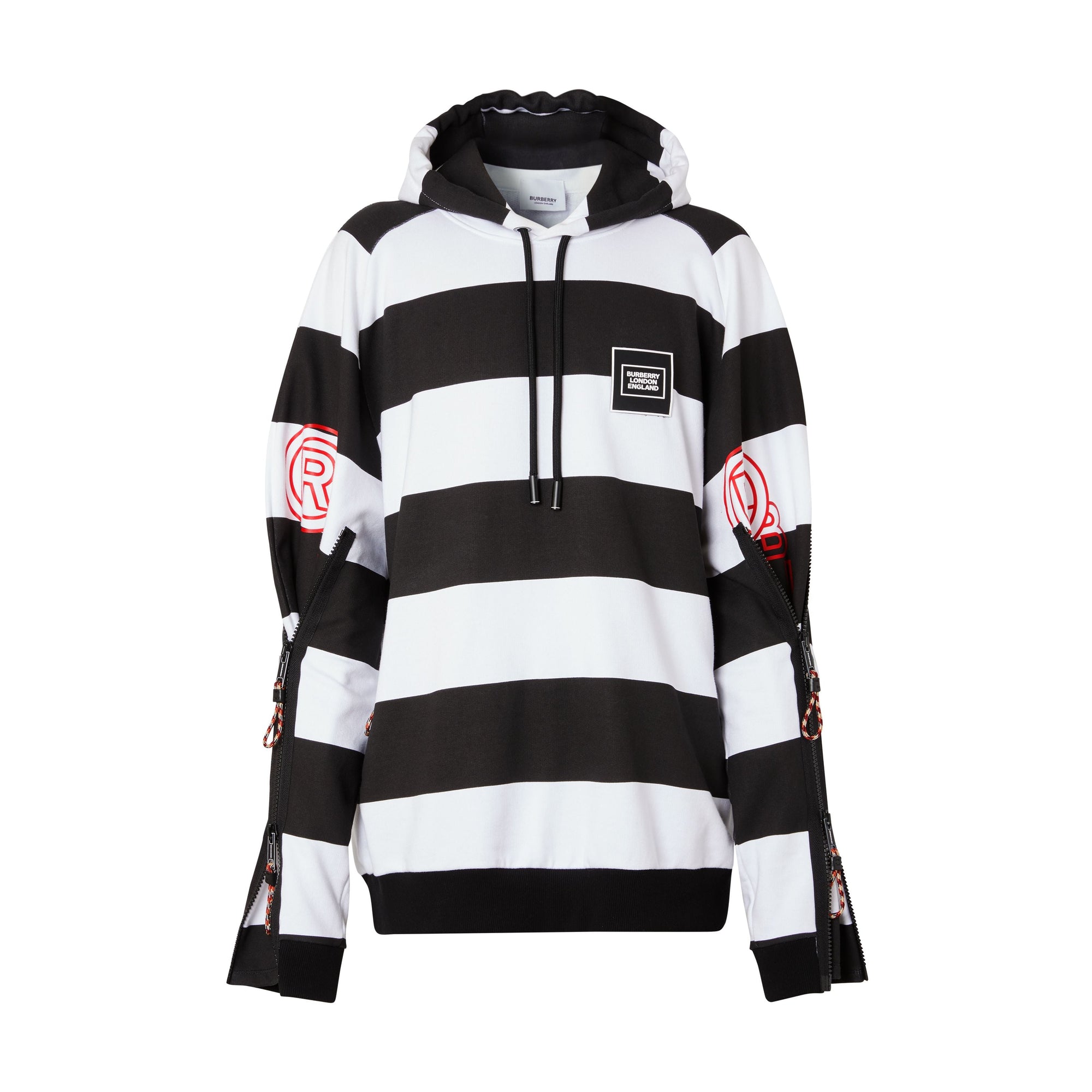 BLACK PATTERN Hoodie rayé en coton avec logo et zips