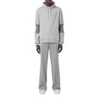 Hoodie en coton avec manches à panneaux - Camaïeu de gris