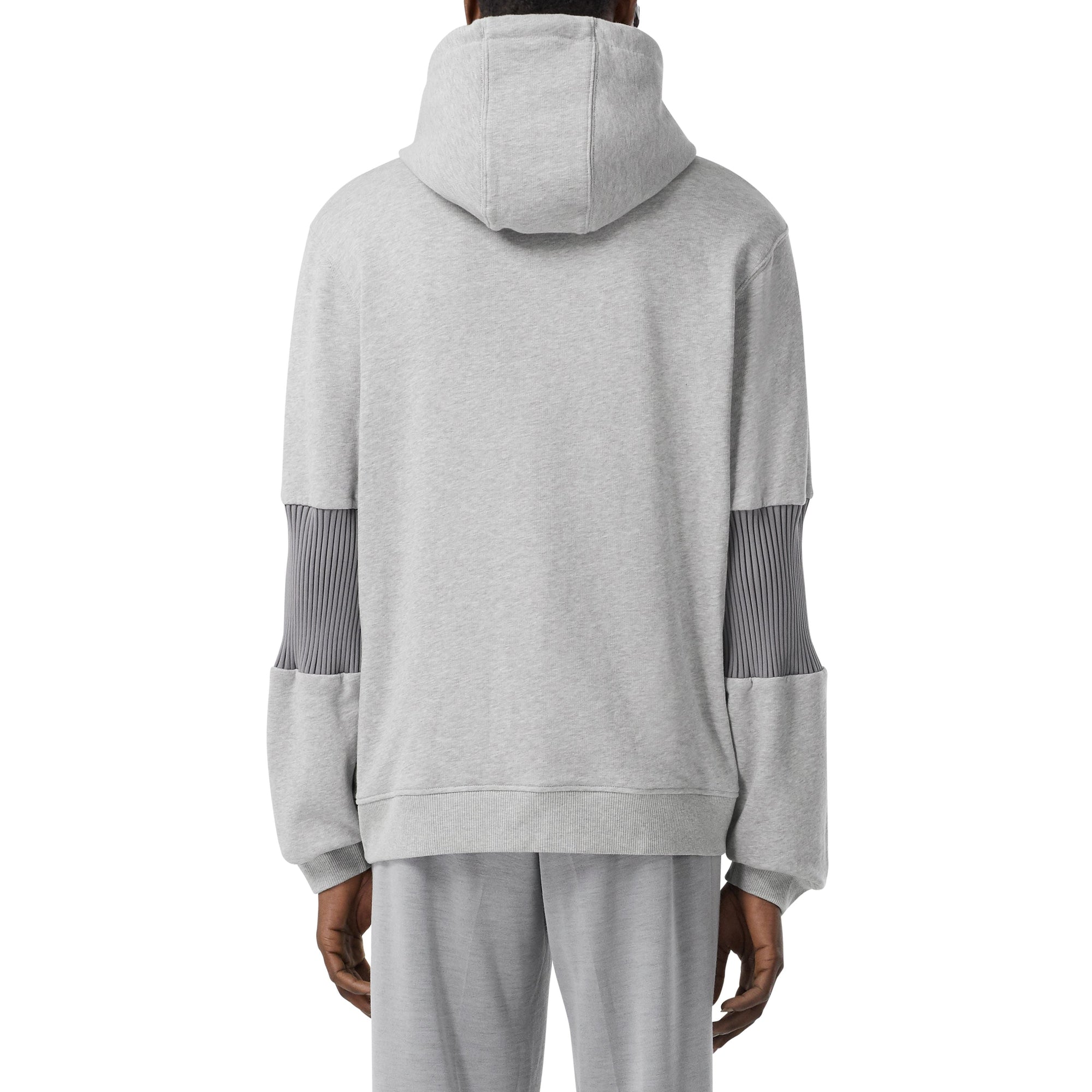 Hoodie en coton avec manches à panneaux - Camaïeu de gris