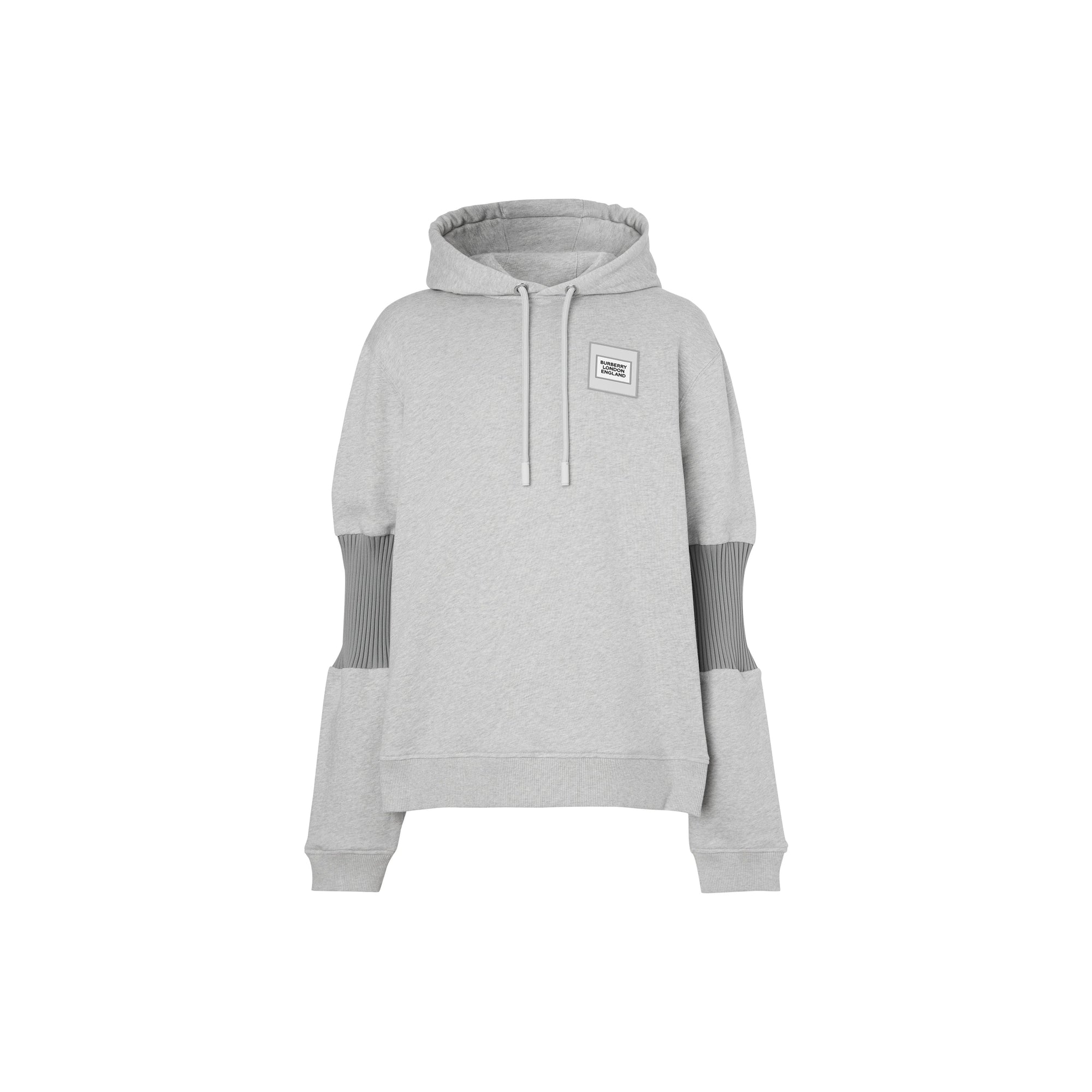 Hoodie en coton avec manches à panneaux - Camaïeu de gris