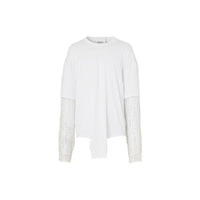 T-shirt oversize en coton à manches en cristaux avec découpe - Blanc optique