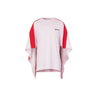 T-shirt oversize en coton avec cape rayée - Rose pâle & rouge