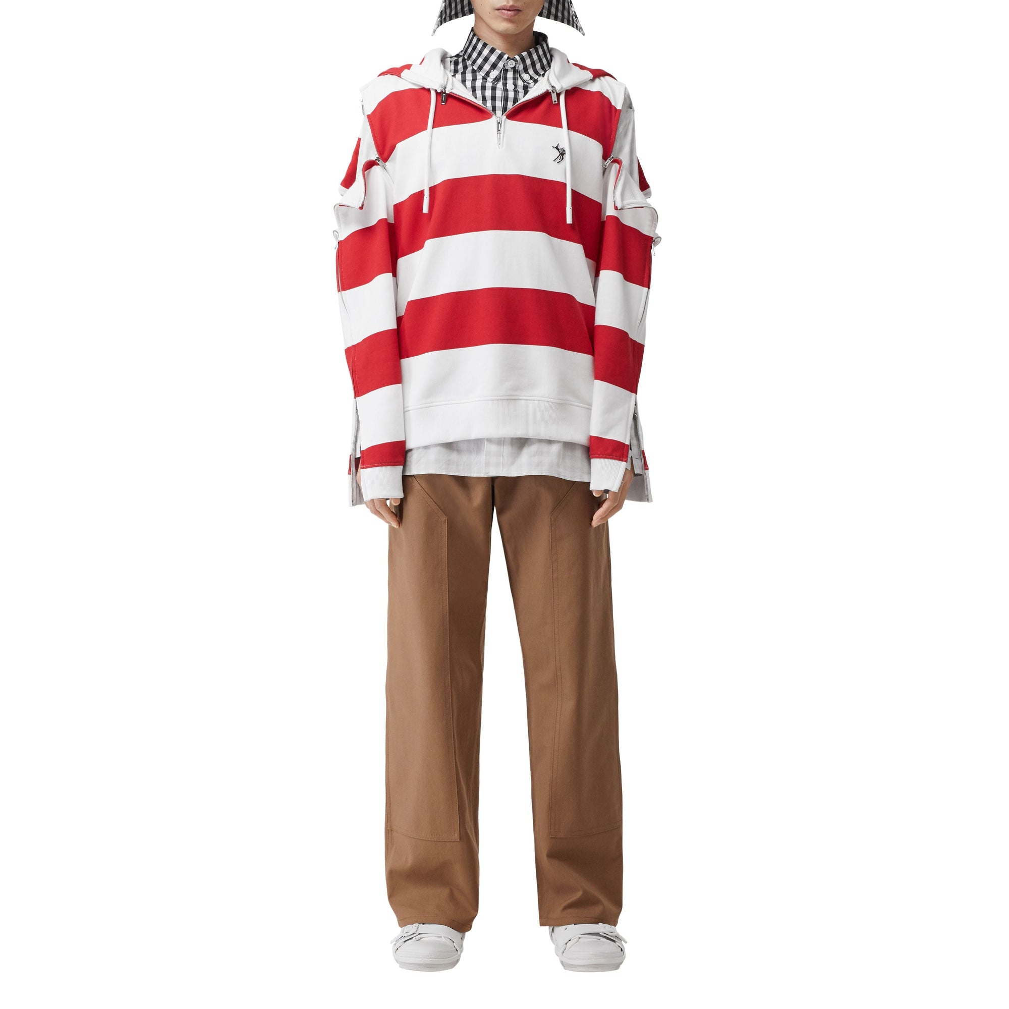 RED PATTERN Hoodie rayé en coton avec zips
