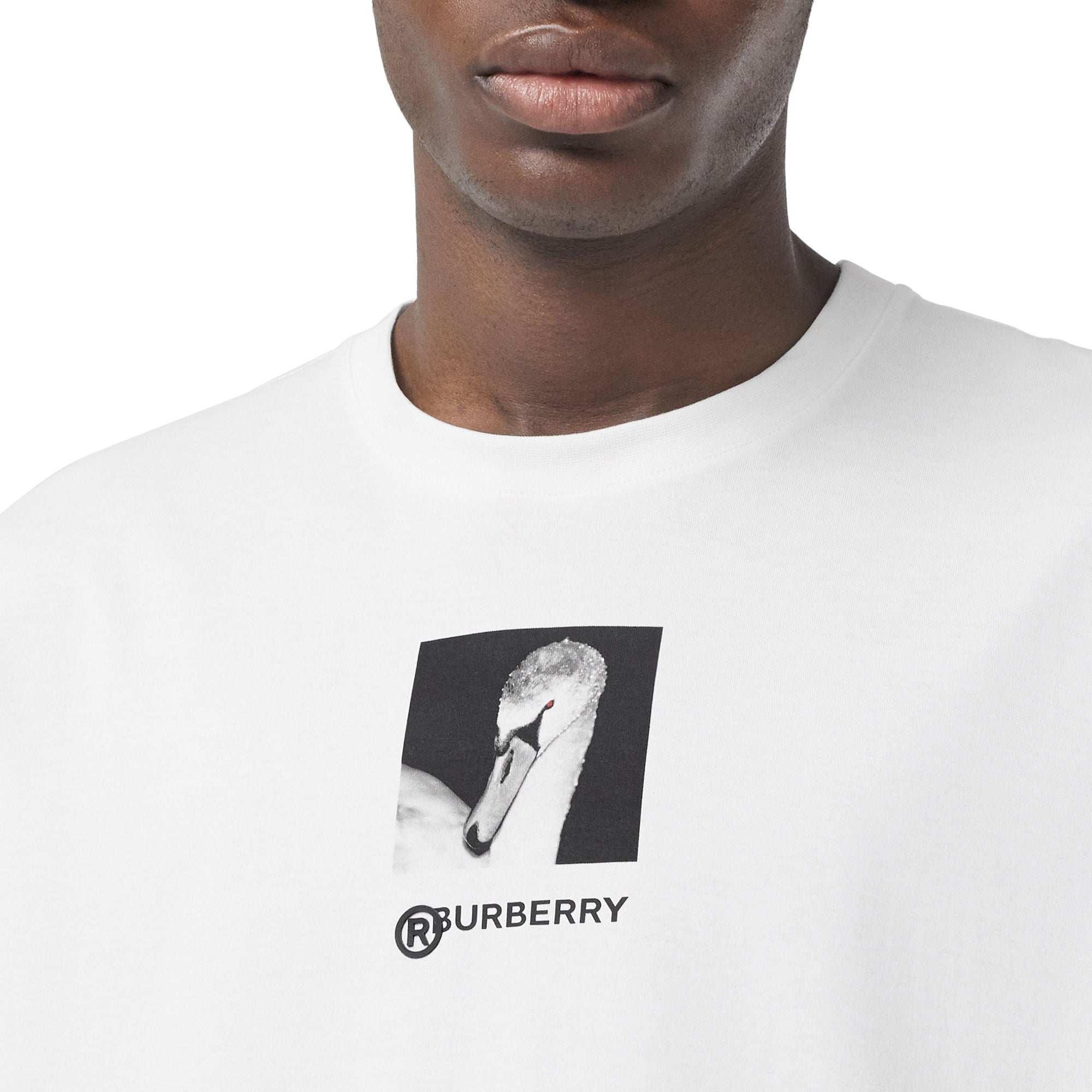 T-shirt oversize en coton avec cygne et logo - Blanc optique