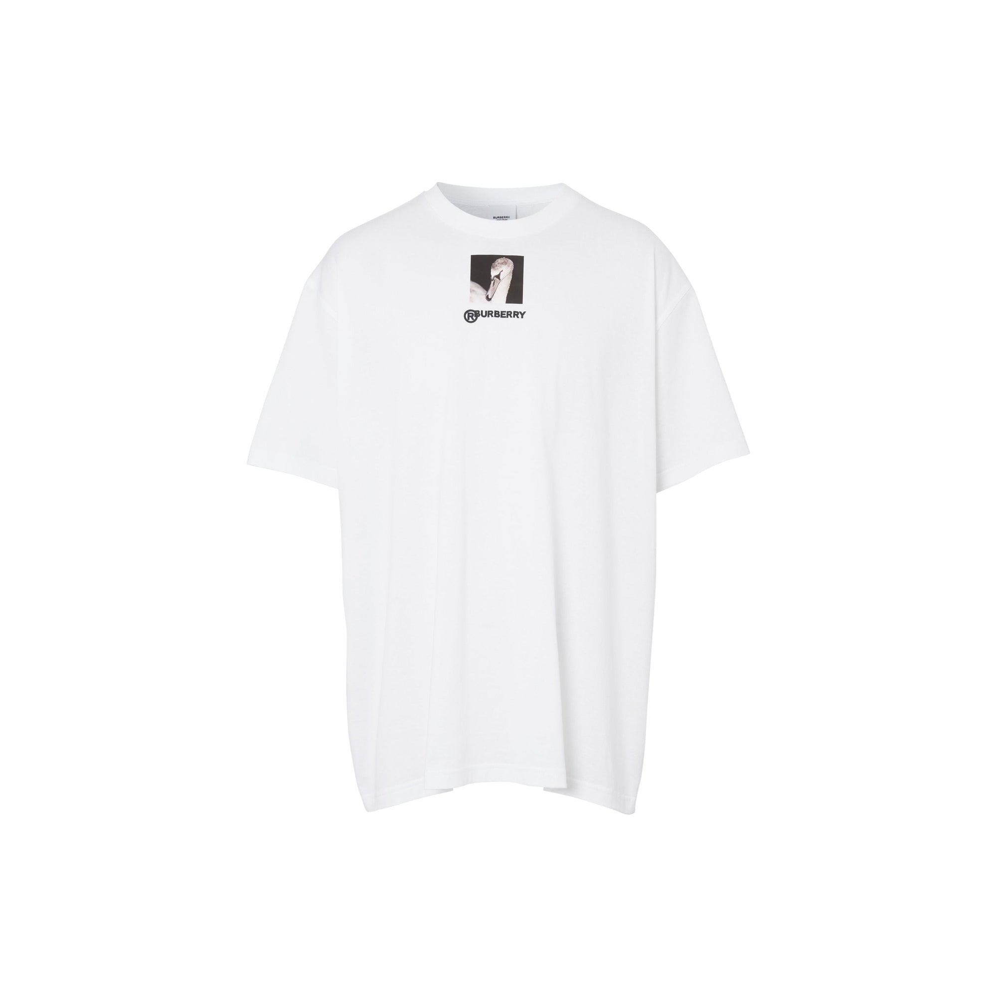 T-shirt oversize en coton avec cygne et logo - Blanc optique