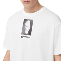 T-shirt oversize en coton à imprimé montage - Blanc optique