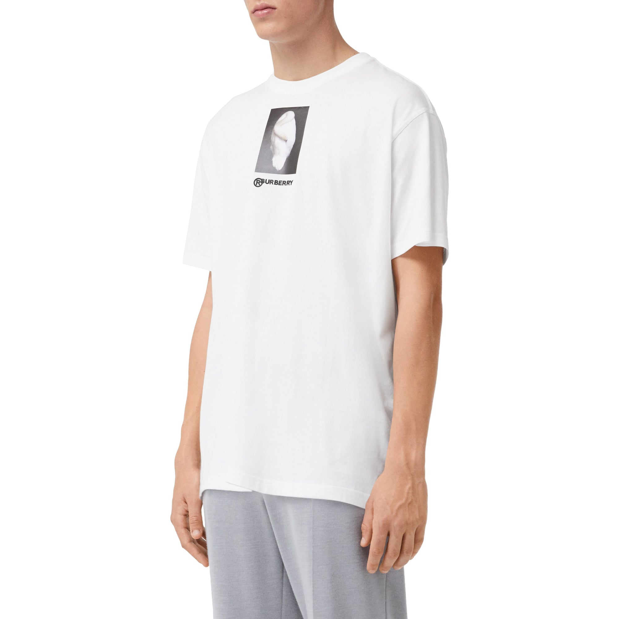 T-shirt oversize en coton à imprimé montage - Blanc optique