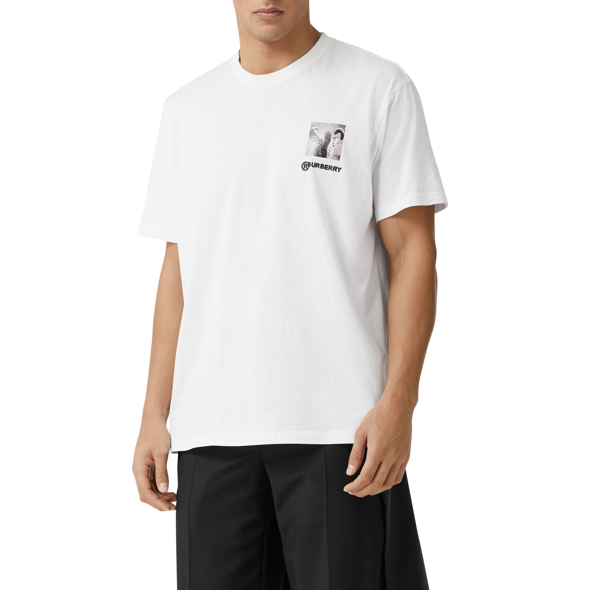 OPTIC WHITE T-shirt oversize en coton à imprimé montage