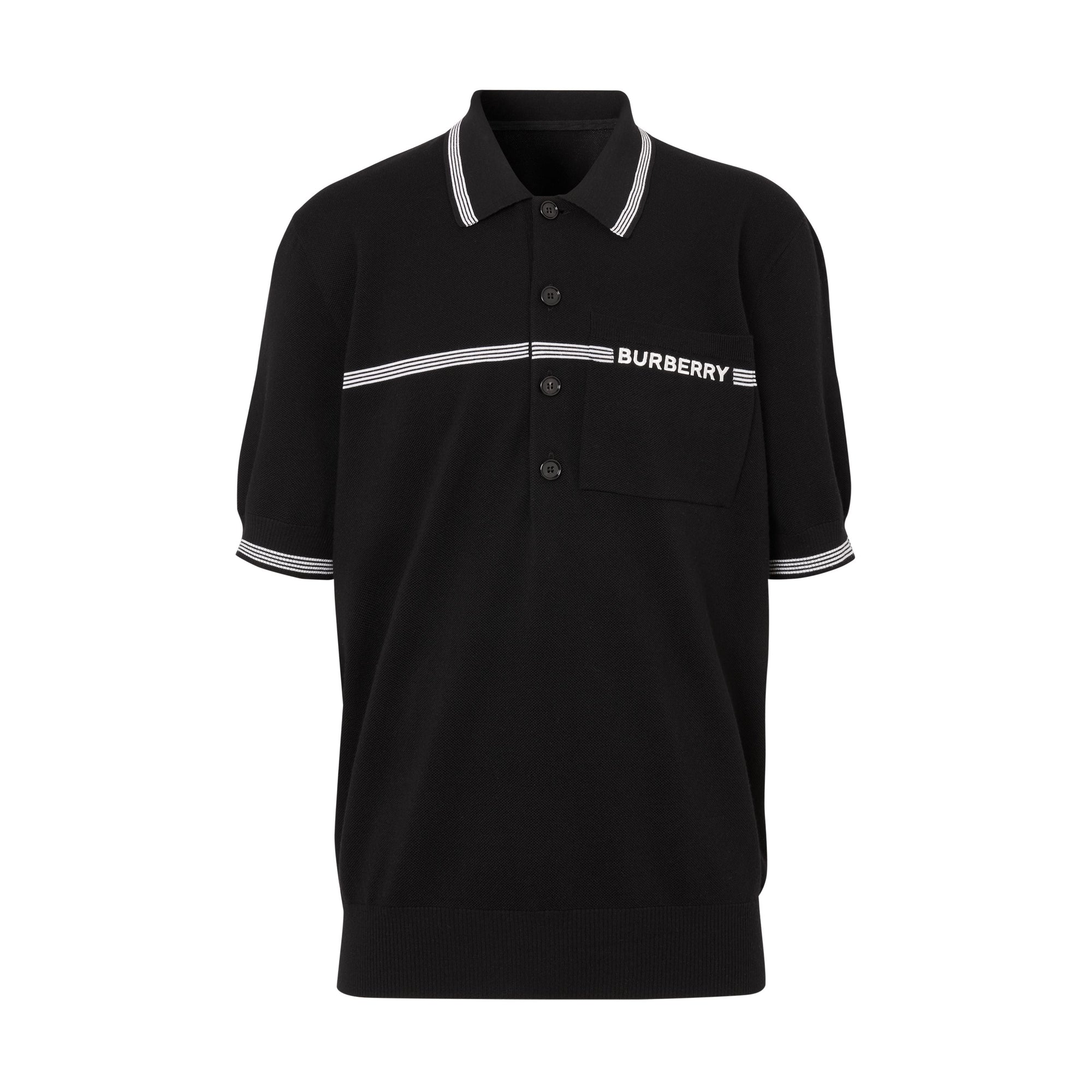 BLACK Polo en laine avec logo brodé