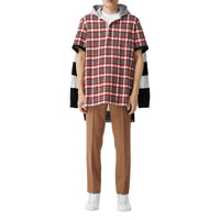 BRIGHT RED CHECK Polo de rugby déstructuré en coton check et rayé