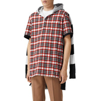 BRIGHT RED CHECK Polo de rugby déstructuré en coton check et rayé
