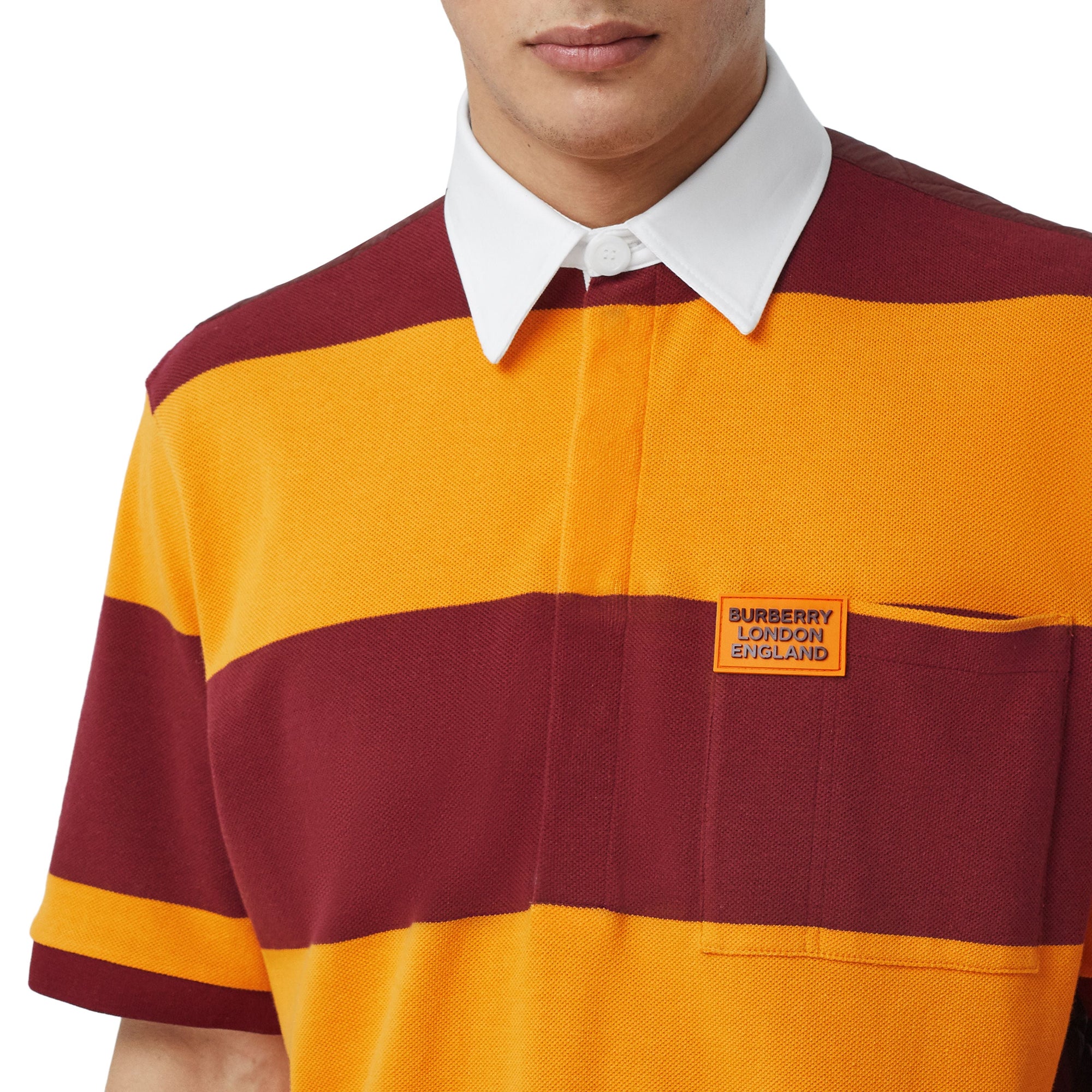 CITRUS ORANGE IP PAT Polo matelassé en coton rayé