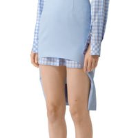 PALE BLUE Jupe crayon en toile de laine avec découpe