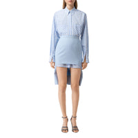 PALE BLUE Jupe crayon en toile de laine avec découpe