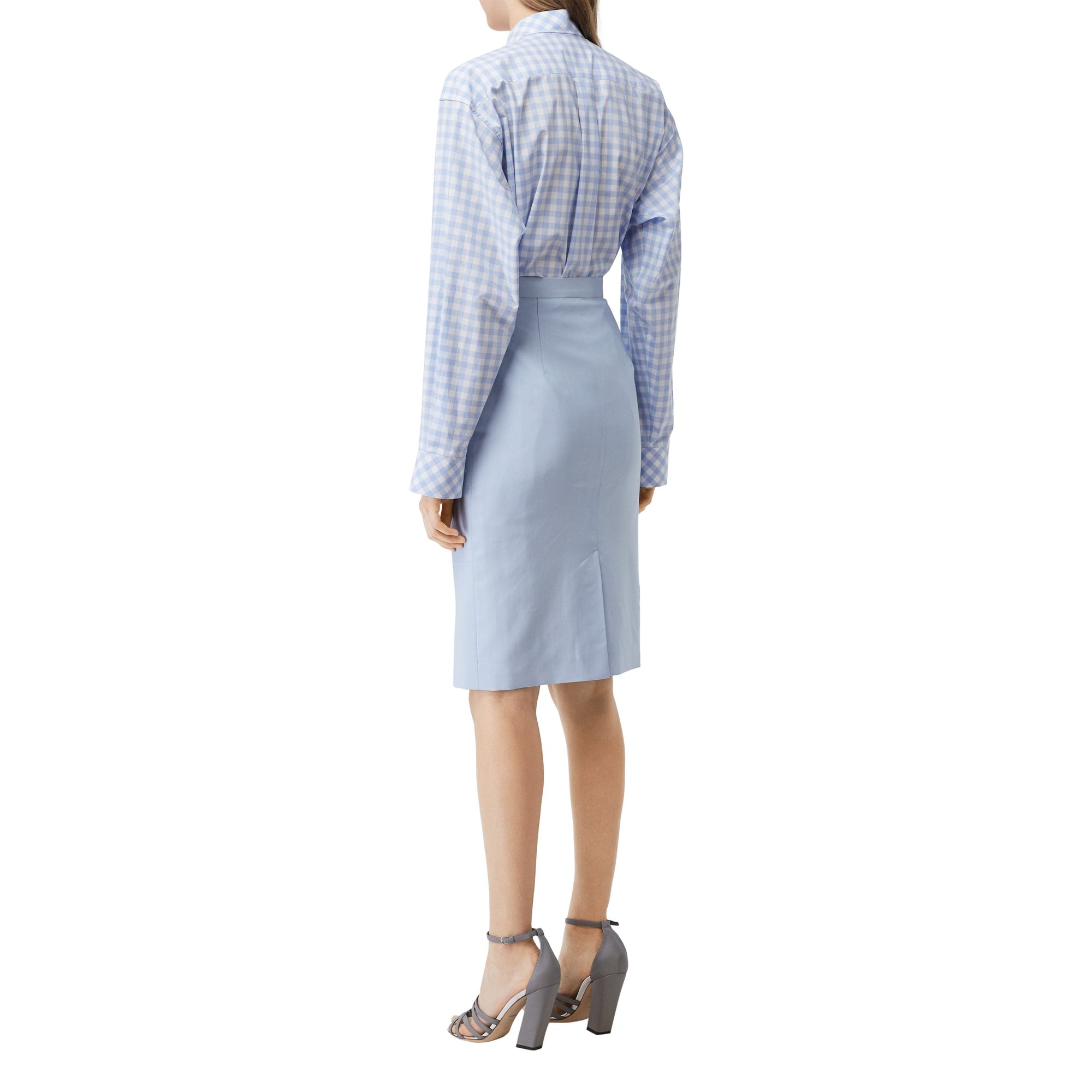 PALE BLUE Jupe crayon en toile de laine avec découpe