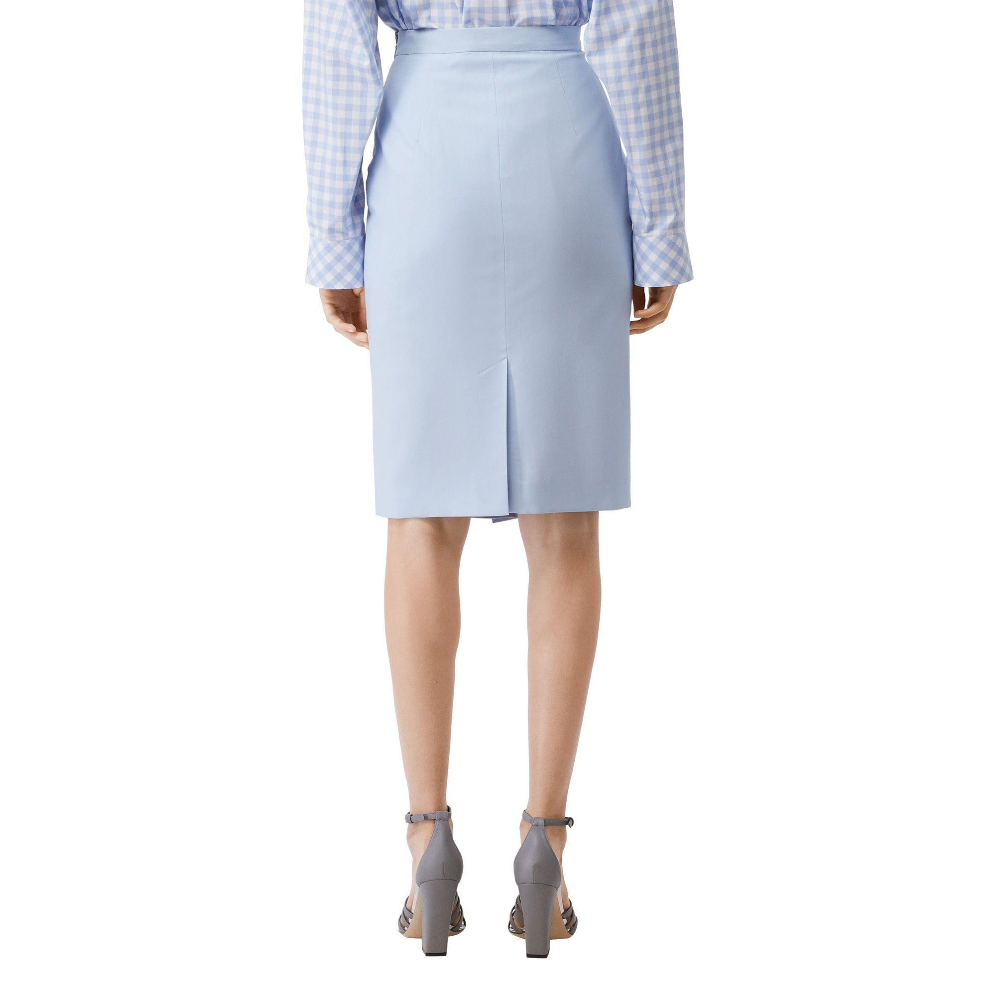 PALE BLUE Jupe crayon en toile de laine avec découpe