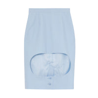 PALE BLUE Jupe crayon en toile de laine avec découpe