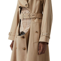 Trench en gabardine de coton avec découpe - Fauve doux