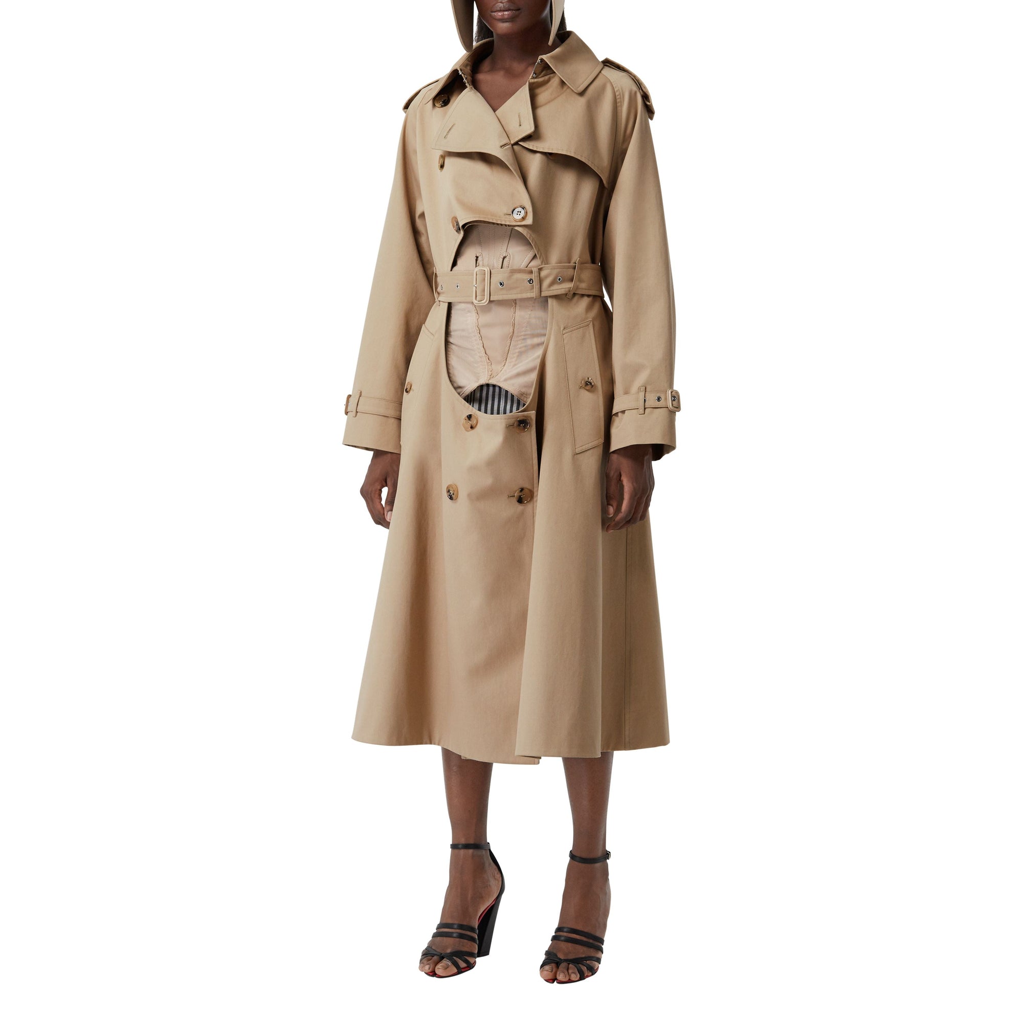 SOFT FAWN Trench en gabardine de coton avec découpe