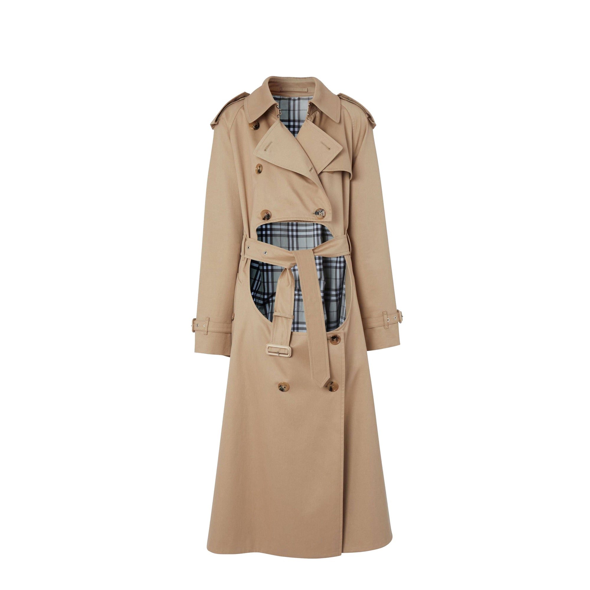 Trench en gabardine de coton avec découpe - Fauve doux