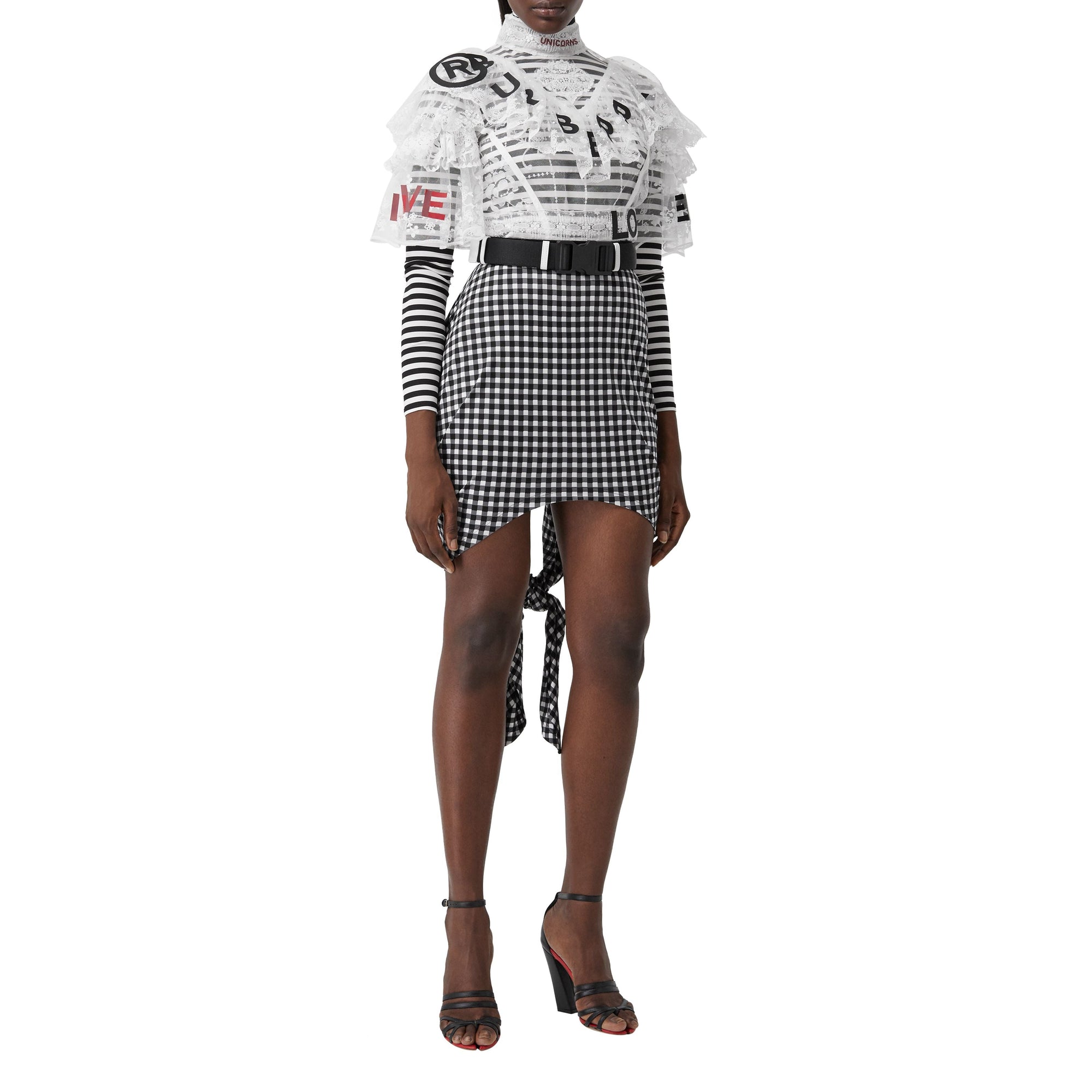 BLACK IP PATTERN Minijupe vichy à nouer