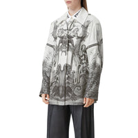 Veste utilitaire en gabardine de soie et coton à imprimé singe - Monochrome
