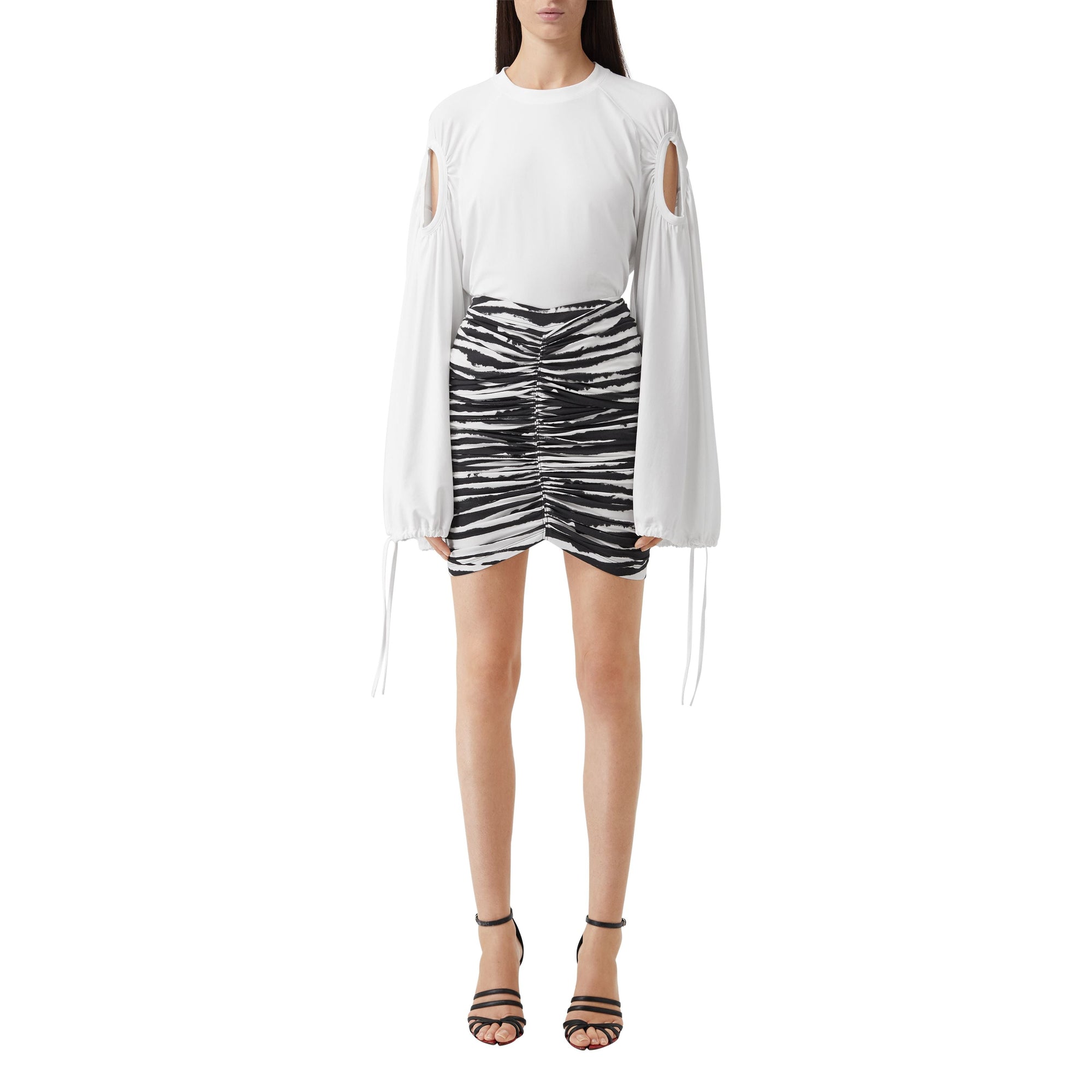 MONOCHROME IP PTTN Minijupe en coton stretch à imprimé aquarelle avec zip