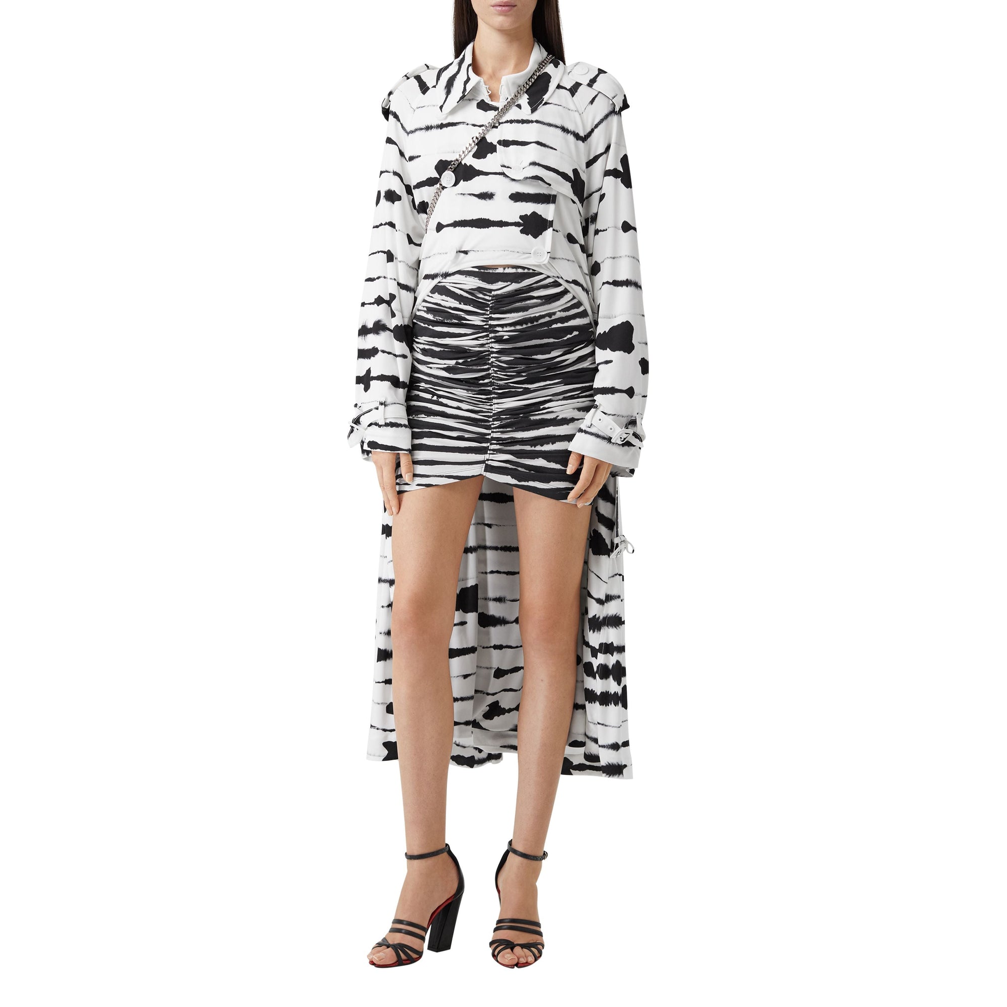 MONOCHROME IP PTTN Minijupe en coton stretch à imprimé aquarelle avec zip