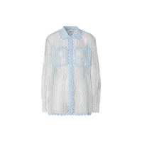 Chemise en dentelle de chantilly bicolore - Bleu pâle