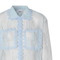 Chemise en dentelle de chantilly bicolore - Bleu pâle