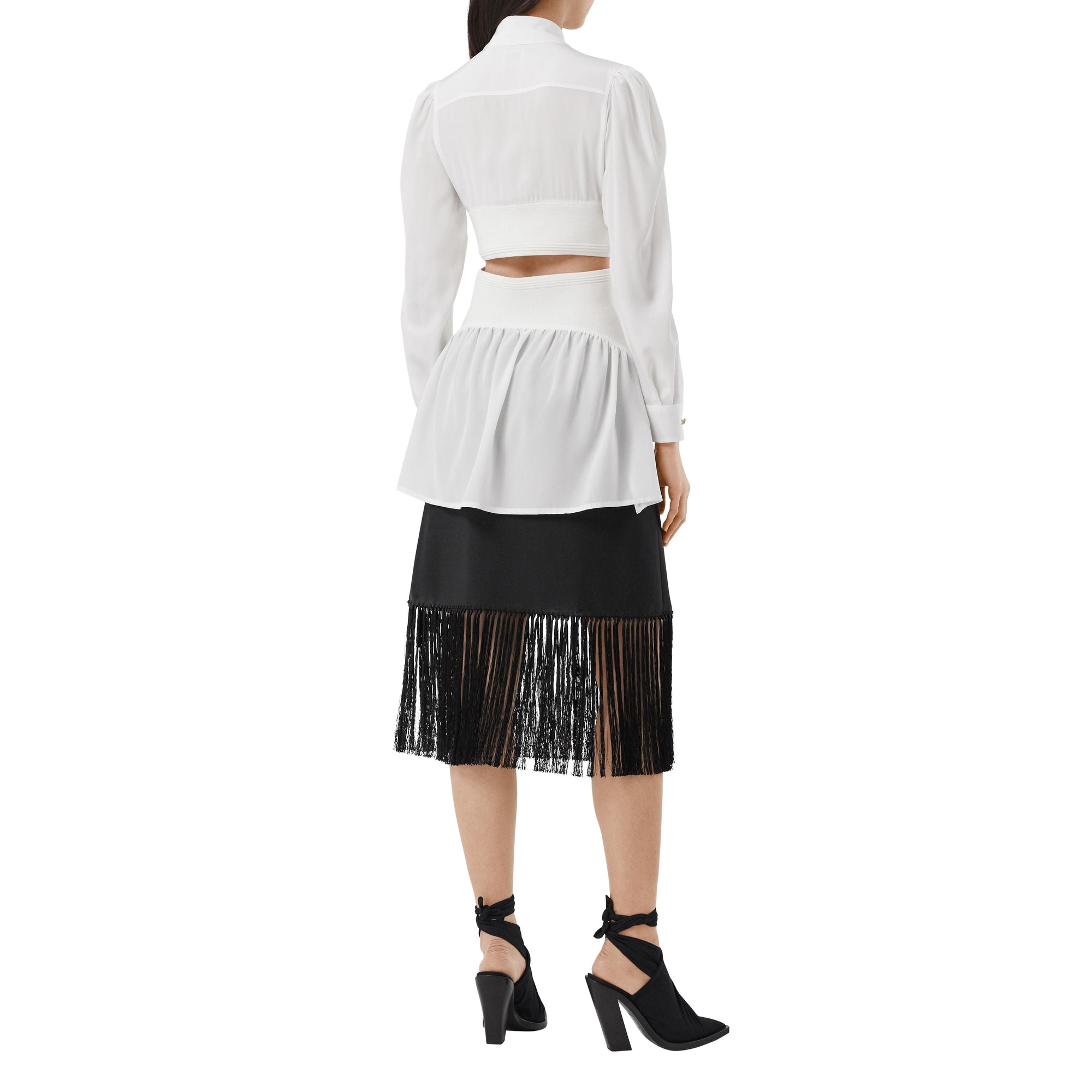 Chemise en soie à découpe et logo - Blanc optique